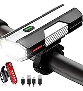Voph Bike Lights, 6+4 Modes Rechargeable Type-C Bike Light for Night Riding, Anti-Dazzle High Lum...