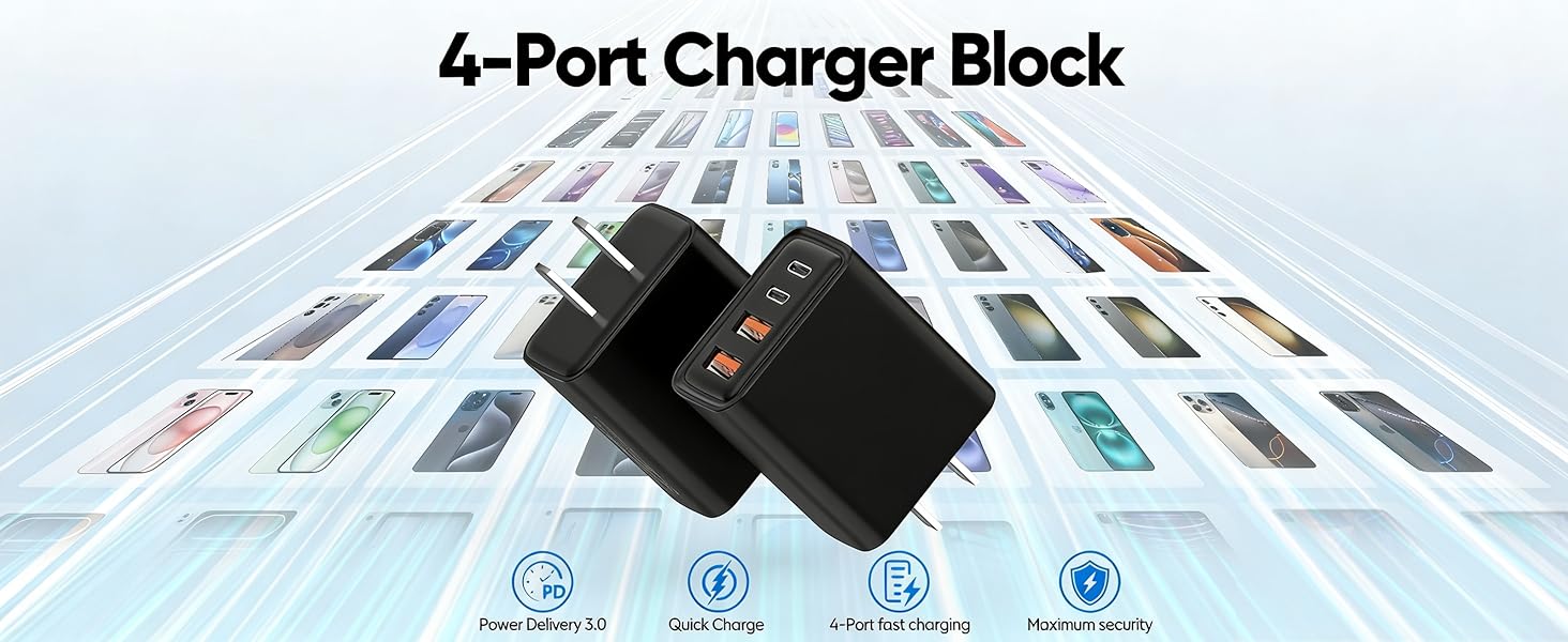 USB C Wall Fast Charger Block, 4-Port Type C Charger Fast Charging Blocks,usb-c charger block