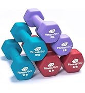 Fitness Alley Neoprene Workout Dumbbells - Non Slip, Anti Roll Exercise &amp; Fitness Dumbbells Combo...