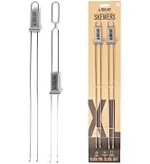 BBQ-AID Extra Long 17" Skewers - Quick Release Barbecue Metal Skewers for Kabobs - Double Pronged...