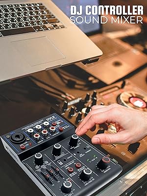 Professional Wireless DJ Audio Mixer - 3-Channel Bluetooth DJ Controller Sound Mixer w/USB Audio