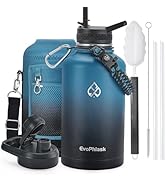 EvoPhlask Insulated Water Bottle 64 oz, Vacuum Stainless Steel Water Bottle Keep Cold 48Hrs, Half...