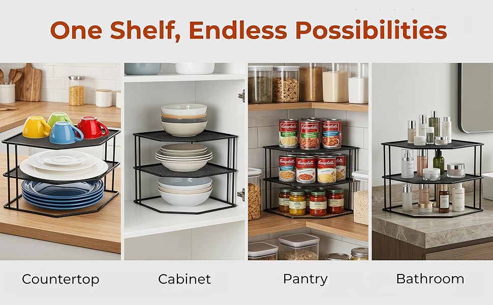 Yarlung 3-Tier Cabinet Corner Shelf, 9x9x7.5 Inches Metal Wire Plate Rack Kitchen Counter Organizer