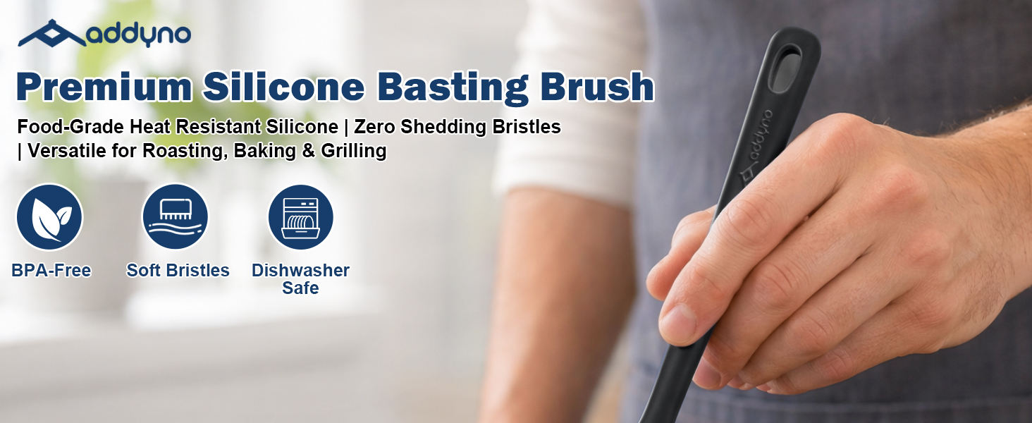 Black silicone basting brush, BPA-free heatproof soft bristle kitchen oil brush safe for dishwasher