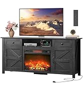 WLIVE Electric Fireplace TV Stand for Up to 75" TVs, Entertainment Center with Fireplace &amp; Built-...