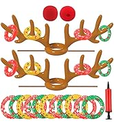 Uniqhia Inflatable Reindeer Antler Ring Toss Game, 2023 Christmas Games Ring Toss for Christmas P...