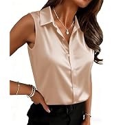 Zeagoo Womens Satin Blouse Sleeveless Silk Tank Tops Button Down Shirts Business Casual Outfits 2026