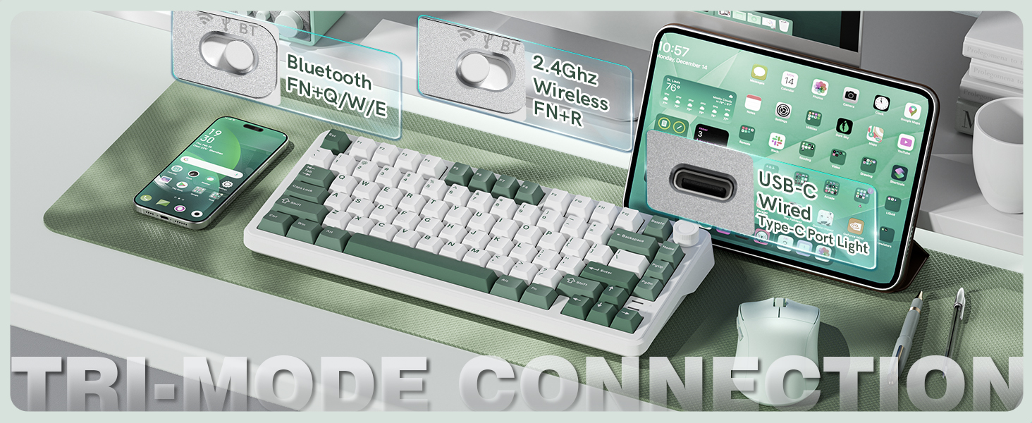 L75 wireless mechanical keyboard with tri-mode connection (Bluetooth, 2.4Ghz wireless, USB-C wired)