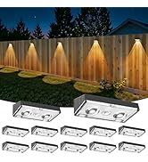 NIORSUN Solar Fence Lights,12 Pack Deck Light,Led Lights Warm White Outdoor Wall Lights,IP45 Sola...