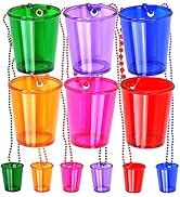 Iconikal 12-Pack Shot Glasses on Beaded Necklace, Assorted Colors Durable Plastic 2 oz. Shot Glas...