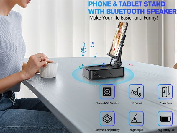 cell phone stand with bluetooth speaker