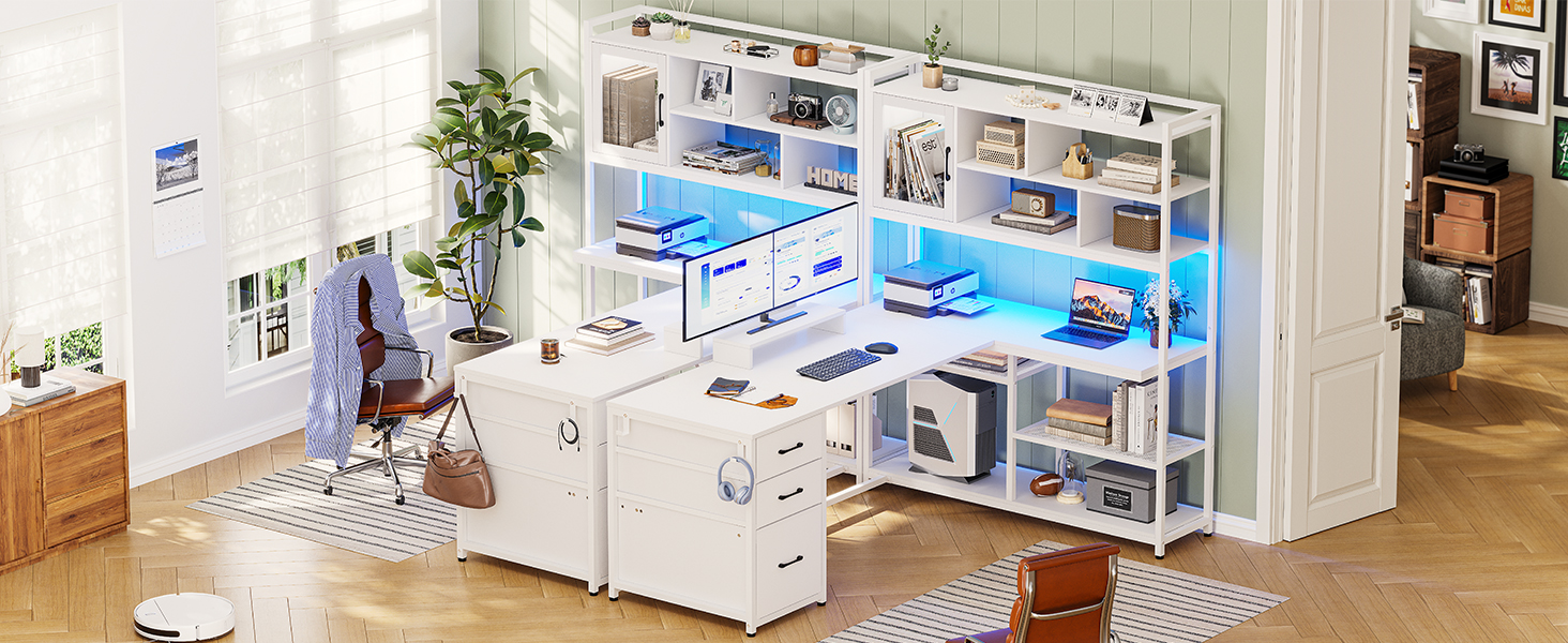 l shaped desk with drawer