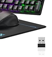 Wireless Gaming Keyboard and Mouse Combo, 98 Keys RGB Backlit Blue Switch Mechanical Keyboard, Er...