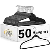 Quality Hangers 50 Pack Slim Plastic Hangers for Clothes - Heavy Duty Non-Velvet Hangers with 360...