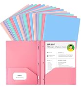 HABGP Two Pocket Folder with Prongs (15 Pack, Pastel Colors), Plastic Folders with Pockets and Bu...