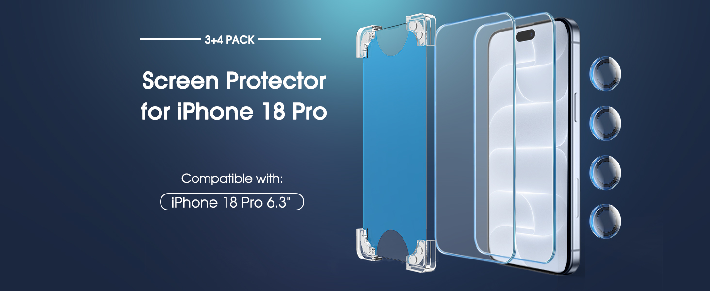 amFilm OneTouch Magnetic for iPhone 18 Pro 6.3&amp;#34; Screen Protector Tempered Glass