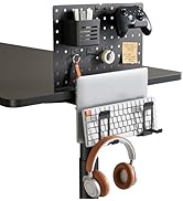 PEGZONE Laptop Stand Vertical, 2-Slot Under Desk Laptop Holder, Desk Side Storage with Headphone ...