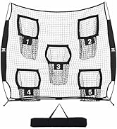 ZELUS 7 x 7ft Football Trainer Throwing Net | Training Target Practice with 5 Targets | Great for...