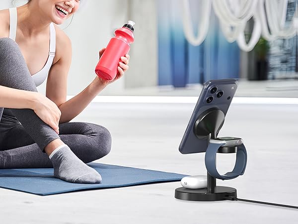 magsafe charger stand 3 in 1 charging station apple wireless iphone 17 16 15 14 13 12 watch airpods