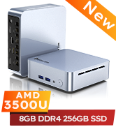 Glorlin Mini PC 3500U CPU 8GB DDR4 RAM 256GB SSD