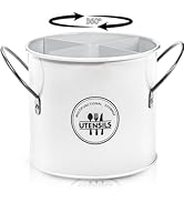 Noamus Vintage Farmhouse Utensil Holder, 4 Compartment Metal Silverware Cutlery Caddy with Remova...