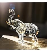 H&amp;D HYALINE &amp; DORA Handmade Crystal Thai Elephant Statue with Trunk Raised Figurine Home Decor Ta...