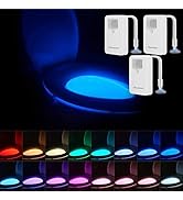 Chunace Toilet Night Light 3 Pack, Motion Sensor Activated LED 16 Color Glow Bowl Lamp for Bathro...