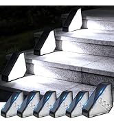 echosari 6 Pack Solar Step Lights for Outside, 100 Lumen Ultra Bright Outdoor Stair Lights Auto O...