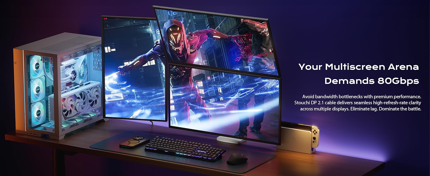 Officially certified by VESA, this DisplayPort cable delivers guaranteed 80Gbps performance