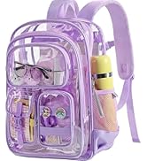 Clear Backpack with Pencil Case, Heavy Duty PVC Transparent Backpack with Reinforced Bottom &amp; Mul...