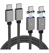 100W Magnetic Fast Charging Cable, USB C to USB C Cable(2 Pack,5/6.6FT), 480Mbps Data Transfer, f...