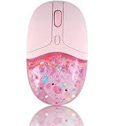 Wireless Mouse Cute Bluetooth Clear Aqua Water Mice,Glitter Liquid Sand Silent Aesthetic Transpar...