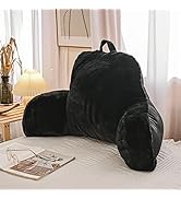 NTBED Reading Pillow Faux Fur Bed Wedge Backrest with Arms ,Couch TV Relax Bed Rest Back Support ...