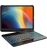 GreenLaw iPad Air 5th 4th Generation Case with Keyboard, DIY 7 Color Breathing Backlit, 360° Rota...