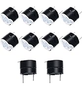 mxuteuk 10pcs DC5V Black Mini Active Piezo Buzzers Electronic Buzzer Alarm Sounder Speaker Beep T...