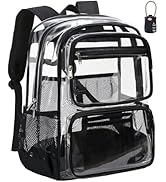 Vorspack Clear Backpack Heavy Duty - Large Clear Bookbag with TSA Lock Transparent See Through Ba...