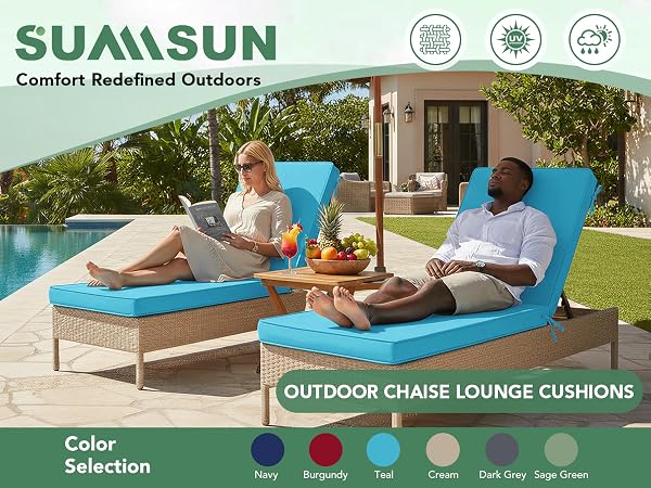2 pack chaise lounge cushions outdoor