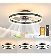 JOFIOS Low Profile Ceiling Fans with Lights,19.7in Flush Mount Ceiling Fan Light with Remote, Fan...
