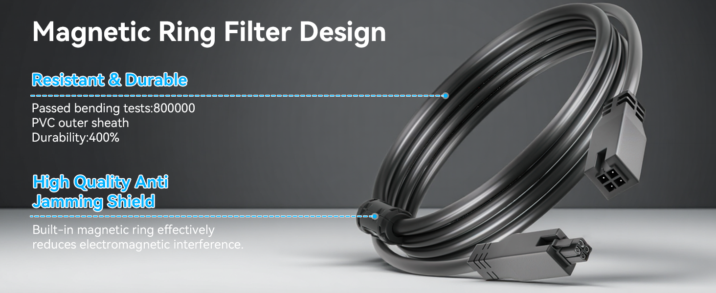 Text reads 'Magnetic Ring Filter Design', 'Durable &amp; Portable', 'High quality CNC working hole'. Product photo showing black circular metal components against dark background.