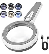 HUIBOER 45X Magnifying Glass with Light, 1200mAh Rechargeable, 4.6 Inch, 6 Lighted Modes, Handhel...