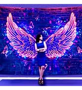 Manicer Blacklight Angel Wings Tapestry, UV Reactive Neon Wings Wall Hanging Tapestries, Fluorece...