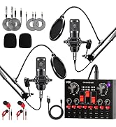 FOLTUSYMY Podcast Equipment Bundle for 2, Audio Interface with Cardioid Designer BM800 Mic for Ga...