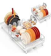 TOOLF Expandable Dish Rack, Dish Drying Rack for Kitchen Counter, Foldable Dish Dryer Rack, Stain...