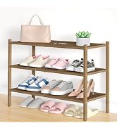 Smiry Bamboo Shoe Rack, 3 Tier Shoe Organizer for Entryway &amp; Closet, Stackable Free Standing Stor...
