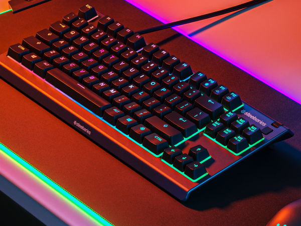 - Apex 3 RGB keyboard with wrist rest