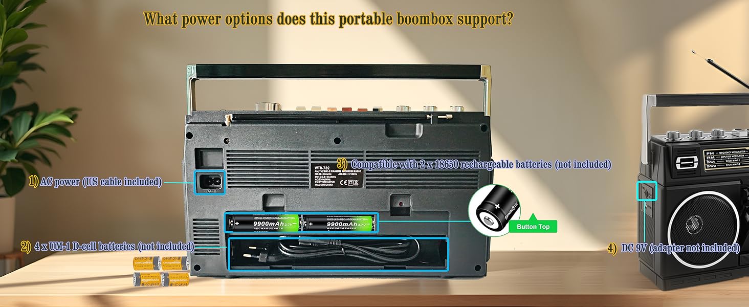 retro cassette player recorder ac dc supply