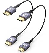ZeniKon 8K Thin HDMI Cable 1FT 2-Pack, 48Gbps Ultra Slim HDMI Cable Flexible Short HDMI Cord 1 Fo...