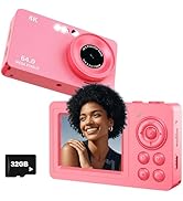 4K Digital Camera, 64MP Autofocus Point and Shoot Digital Camera with 18 Zoom, Anti Shake, 32GB C...