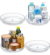 Set of 4, 9 Inch Clear Non-Skid Lazy Susan Organizers - Turntable Rack for Kitchen Cabinet, Pantr...