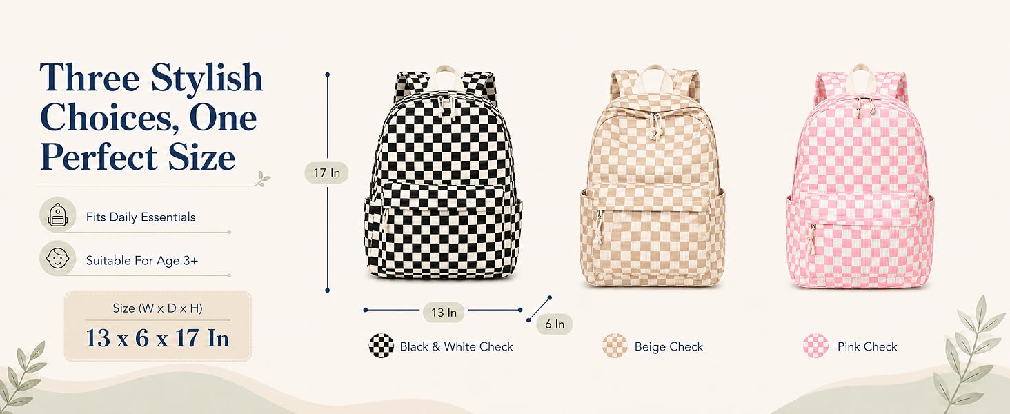 more size for option black pink brown backpacks